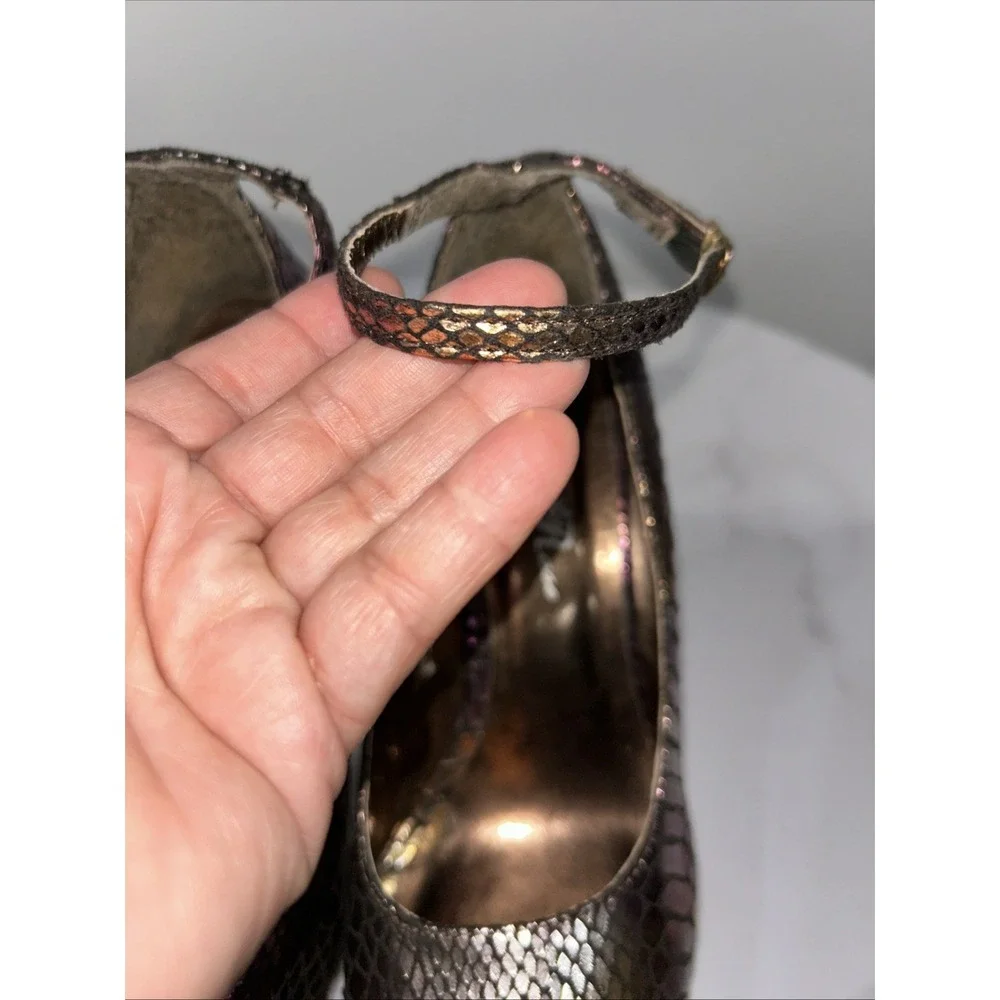 Tony‎ Bowls Platform Stiletto Heels Wild Rose Metallic Snakeskin Size 7
